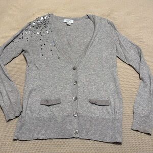 And Taylor loft gray cardigan with sequence &  rhinestones XS petite
